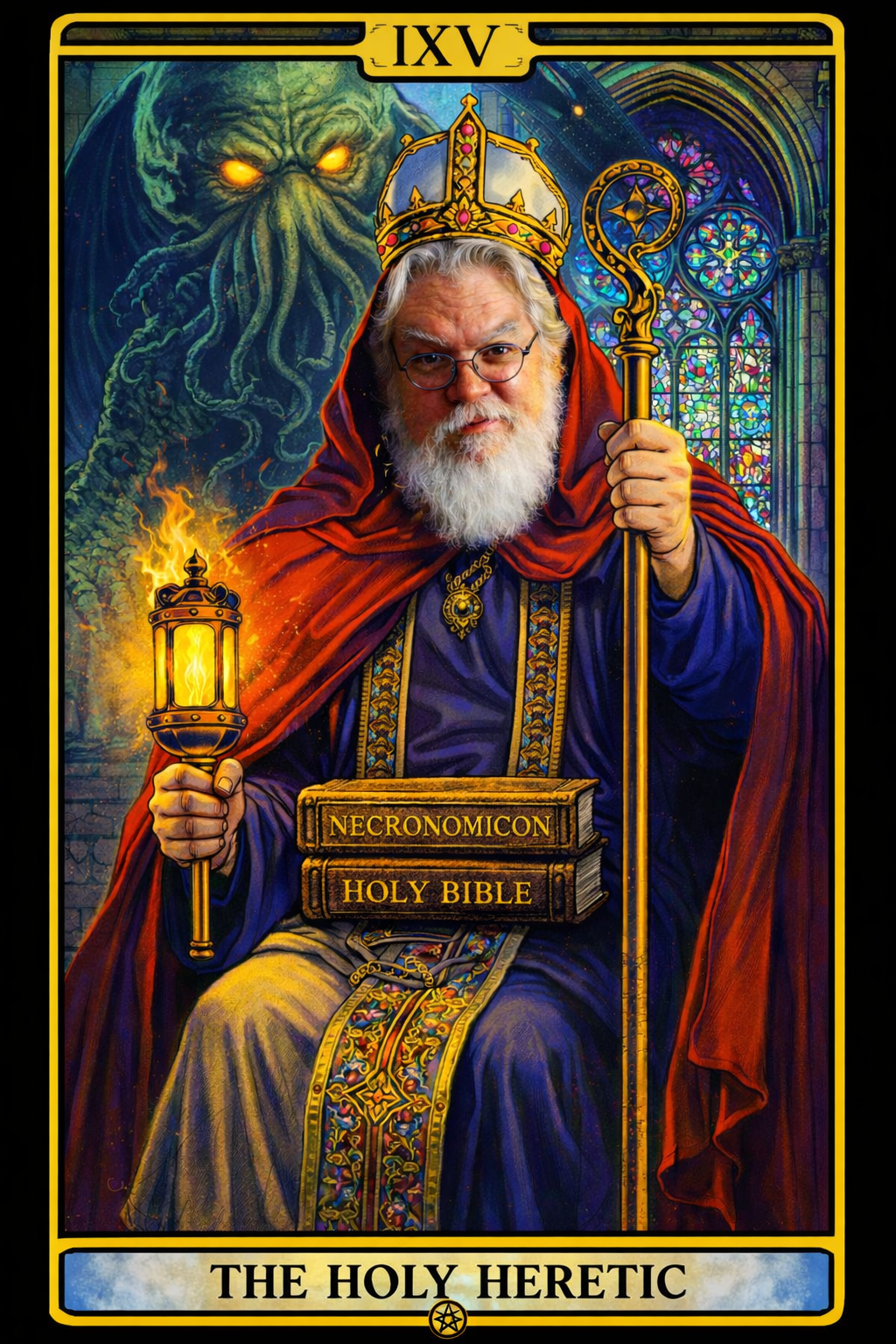 Robert M Price as Hierophant of the Tarot "Holy Heretic"